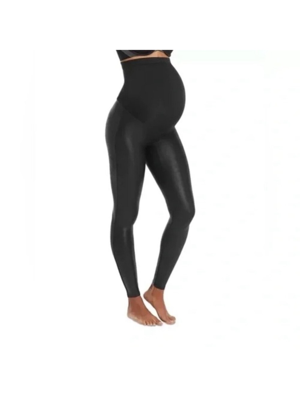 NWT Spanx Faux Leather High-Waist Maternity Leggings - Black